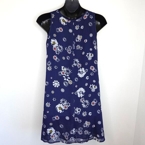 Jason Wu For Target Navy with White Florals Chiffon Sleeveless Dress Size Large - Picture 4 of 15